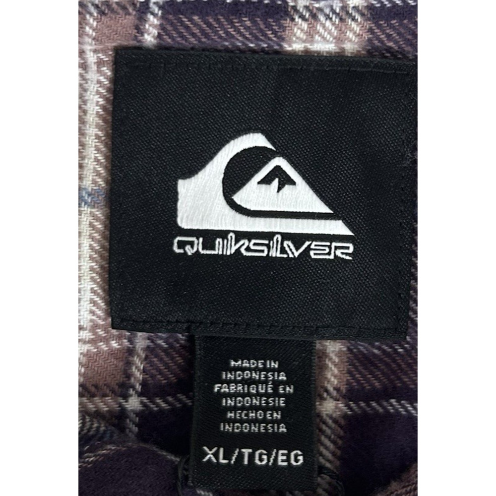 Quiksilver NWT Sz XL Mens Long Sleeve Flannel Shirt Purple Plaid Button Up - Picture 3 of 9